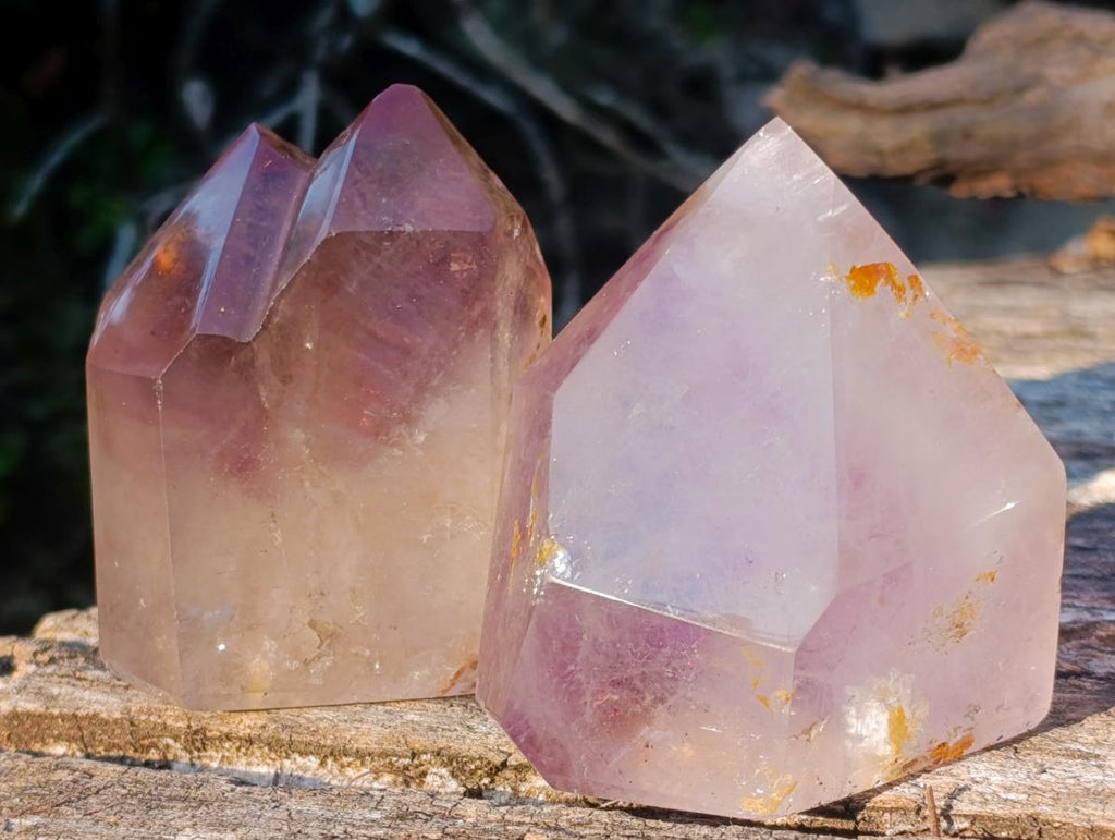 Polished Smokey Window Amethyst Crystals x 3 From Akansobe, Madagascar - Toprock Gemstones and Minerals 