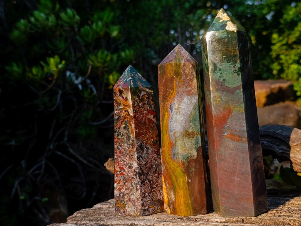 Polished Ocean Jasper Display Crystals x 3 From Northwest Coast, Madagascar - Toprock Gemstones and Minerals 
