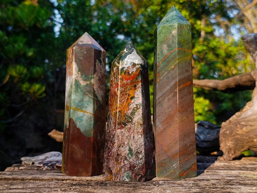 Polished Ocean Jasper Display Crystals x 3 From Northwest Coast, Madagascar - Toprock Gemstones and Minerals 