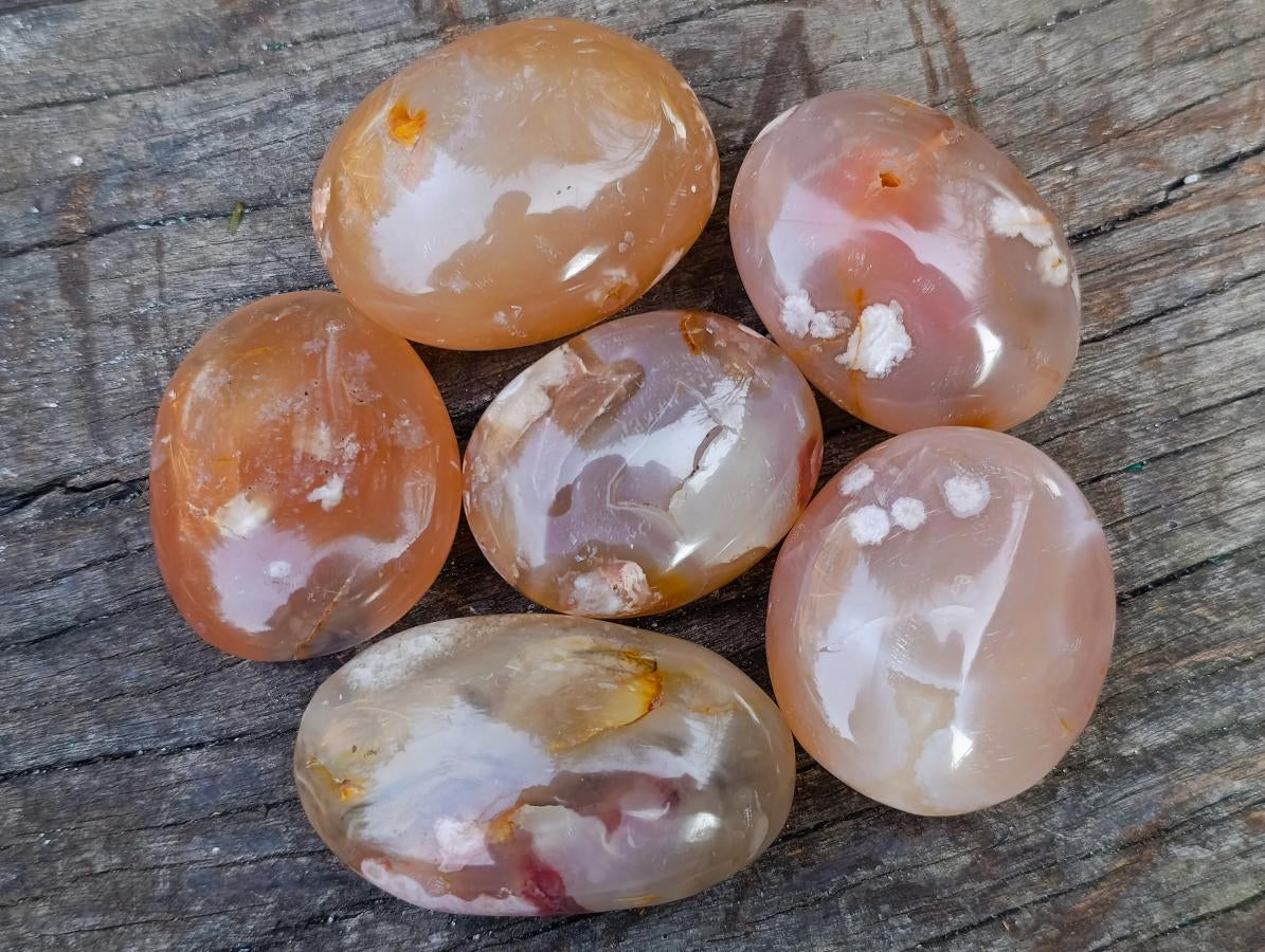 Polished Flower Agate Palm Stones x 24 From Antsahalova, Madagascar - Toprock Gemstones and Minerals 