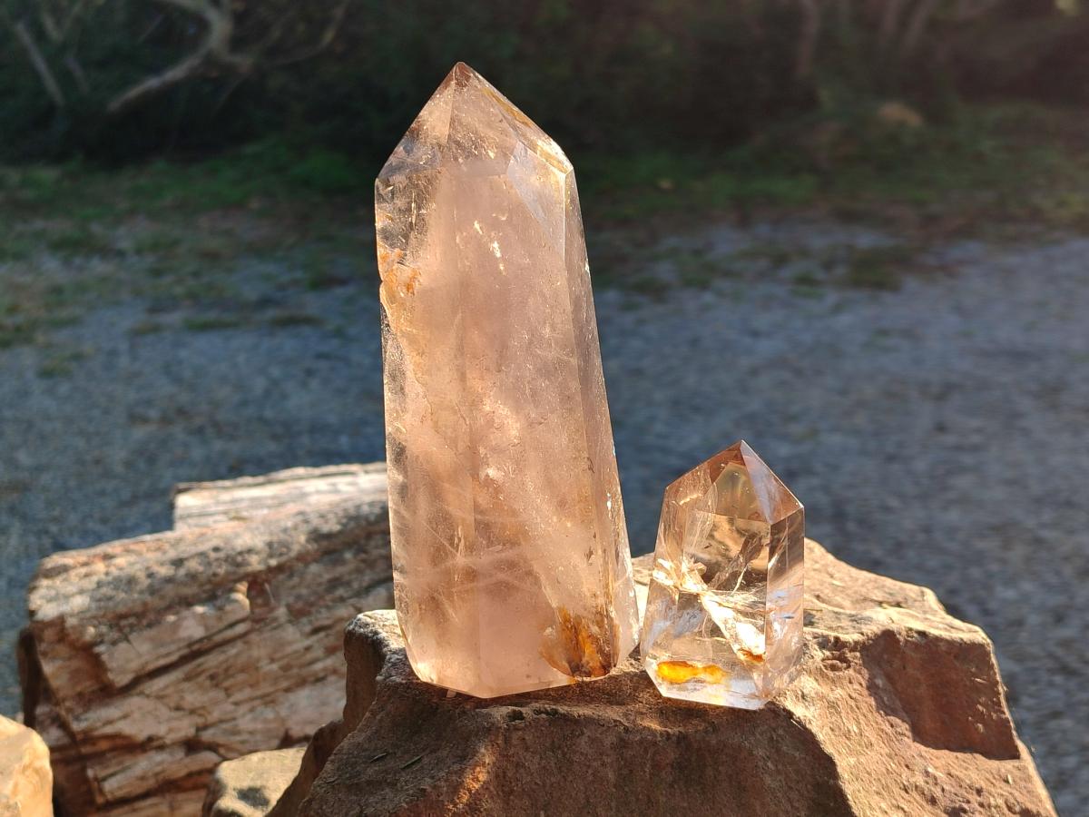Polished Smokey Quartz Crystals x 2 From Madagascar - Toprock Gemstones and Minerals 