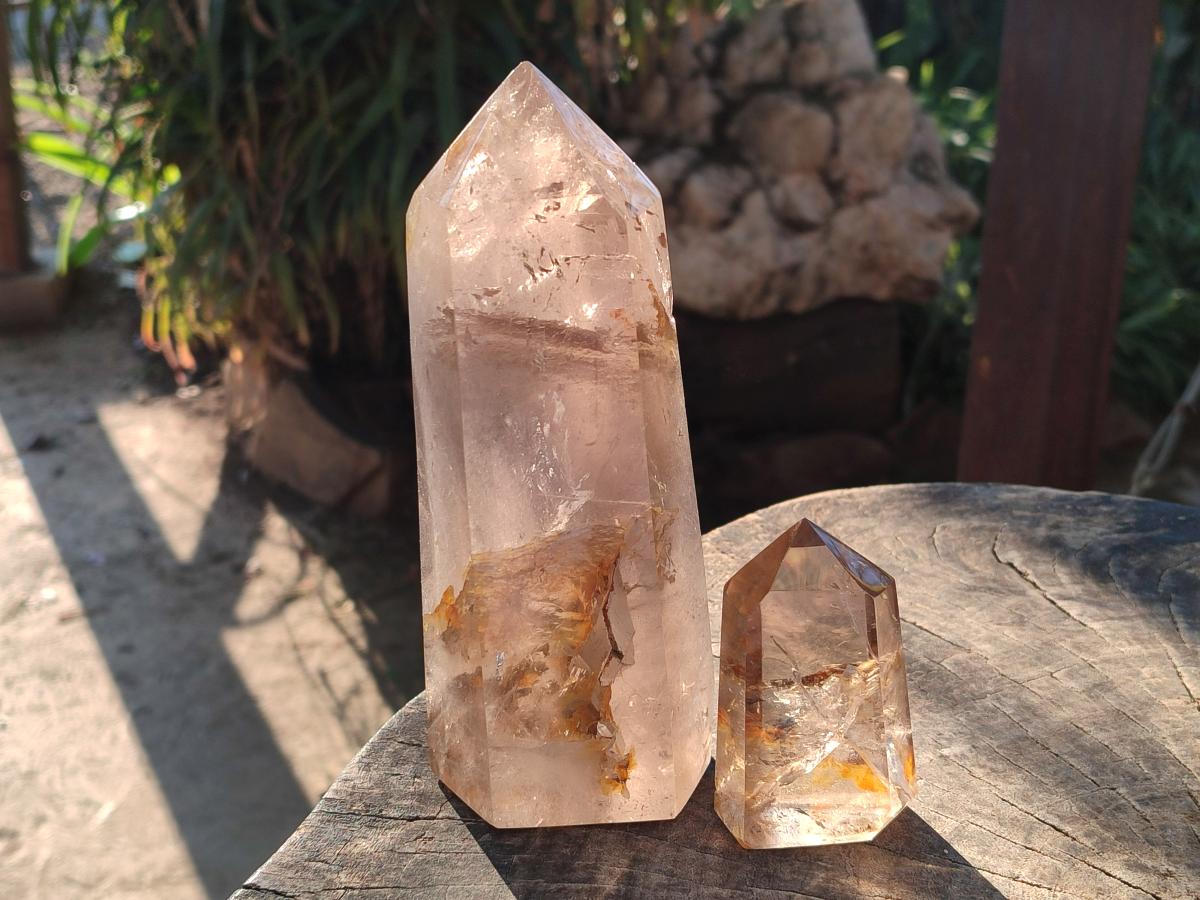 Polished Smokey Quartz Crystals x 2 From Madagascar - Toprock Gemstones and Minerals 