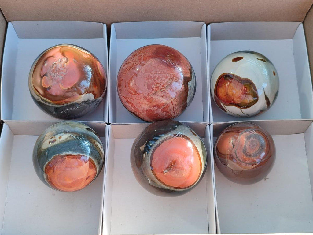 Polished Polychrome Jasper Spheres x 6 From NW Coast, Madagascar - Toprock Gemstones and Minerals 