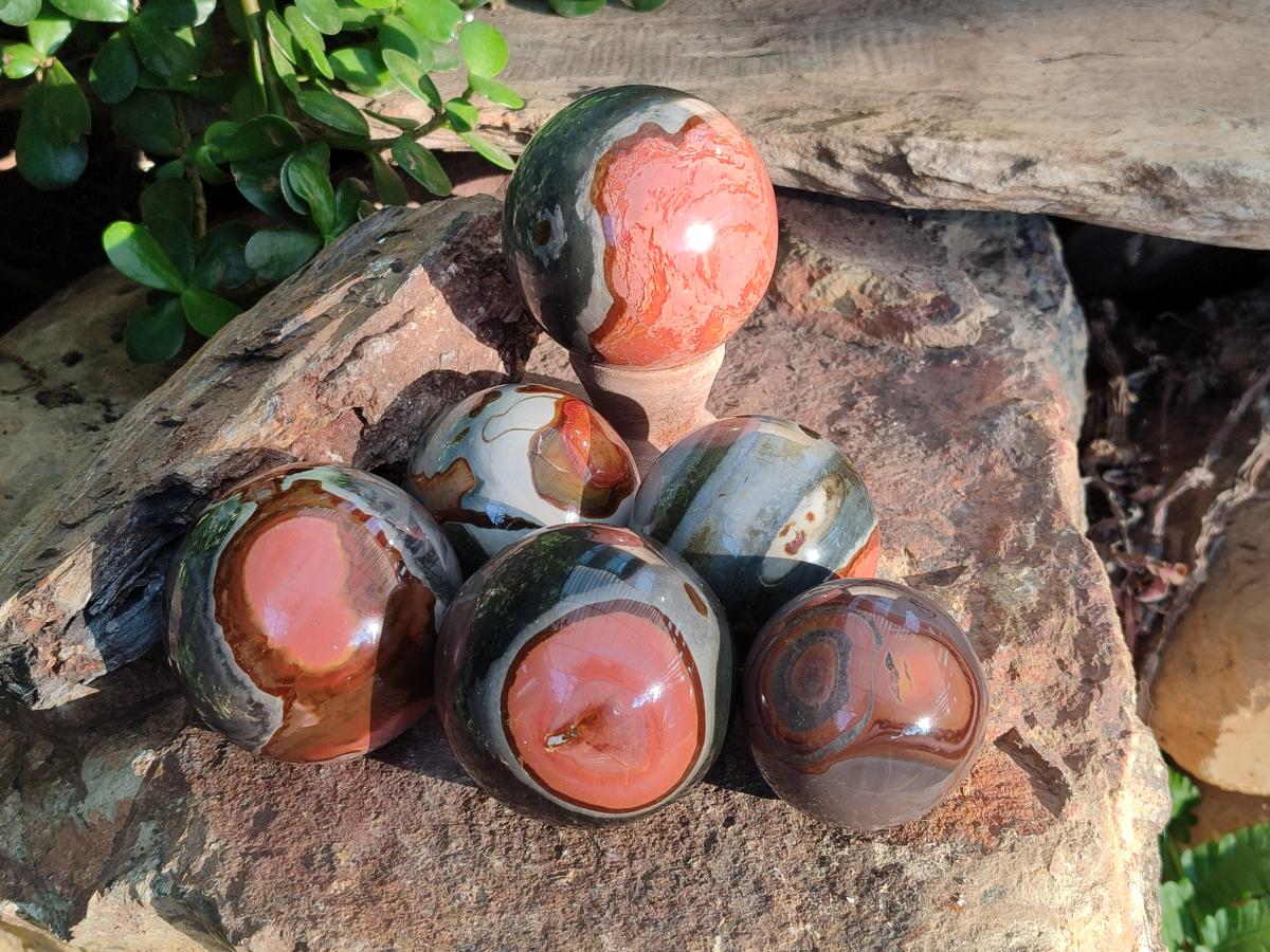 Polished Polychrome Jasper Spheres x 6 From NW Coast, Madagascar - Toprock Gemstones and Minerals 
