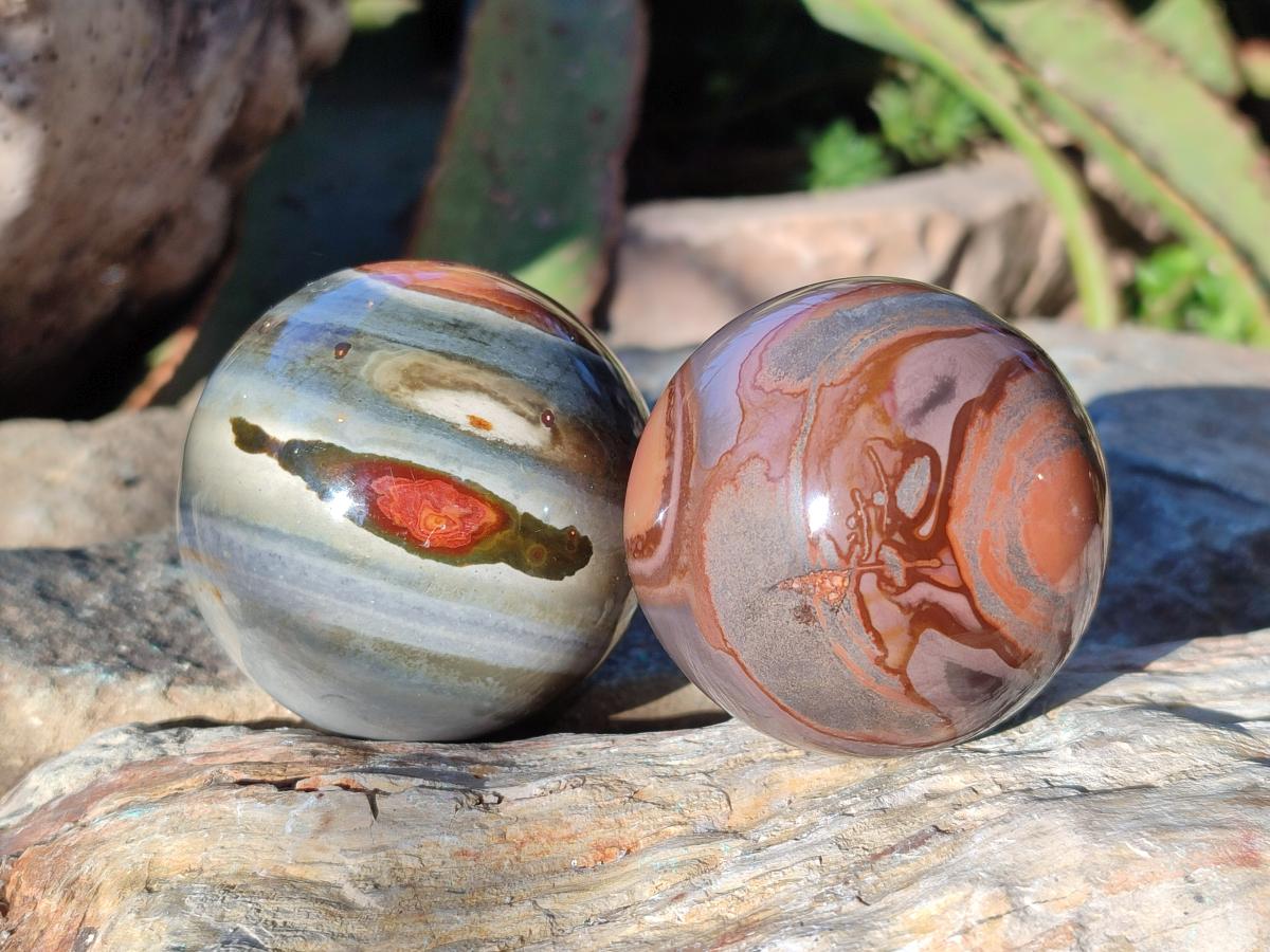 Polished Polychrome Jasper Spheres x 6 From NW Coast, Madagascar - Toprock Gemstones and Minerals 