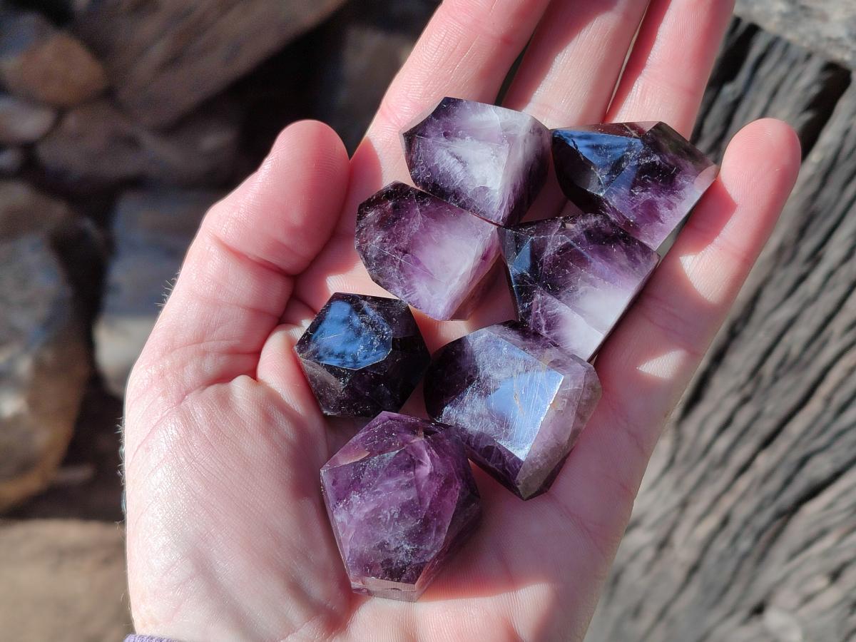 Polished Small Dark Purple Amethyst Crystals x 35 From Akansobe, Madagascar - Toprock Gemstones and Minerals 