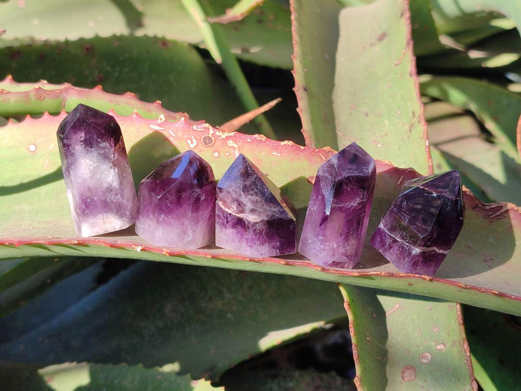 Polished Small Dark Purple Amethyst Crystals x 35 From Akansobe, Madagascar - Toprock Gemstones and Minerals 