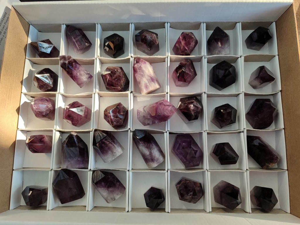 Polished Small Dark Purple Amethyst Crystals x 35 From Akansobe, Madagascar - Toprock Gemstones and Minerals 