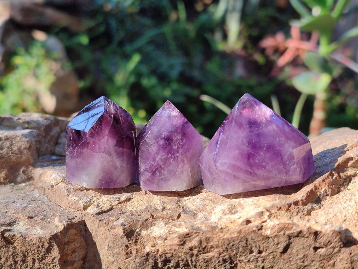 Polished Small Dark Purple Amethyst Crystals x 35 From Akansobe, Madagascar - Toprock Gemstones and Minerals 