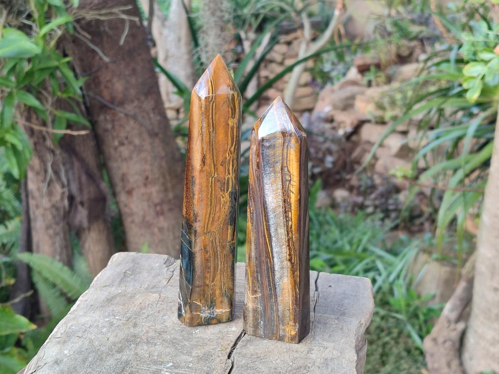 Polished Golden Tigers Eye Display Crystals x 4 From Prieska, South Africa - Toprock Gemstones and Minerals 