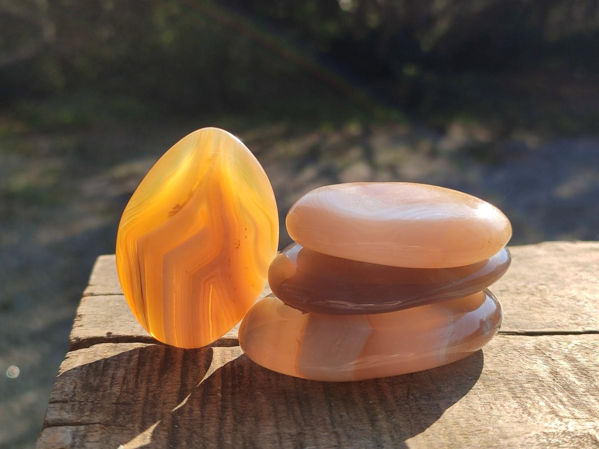 Polished Banded Agate Galets x 35 From Madagascar - Toprock Gemstones and Minerals 