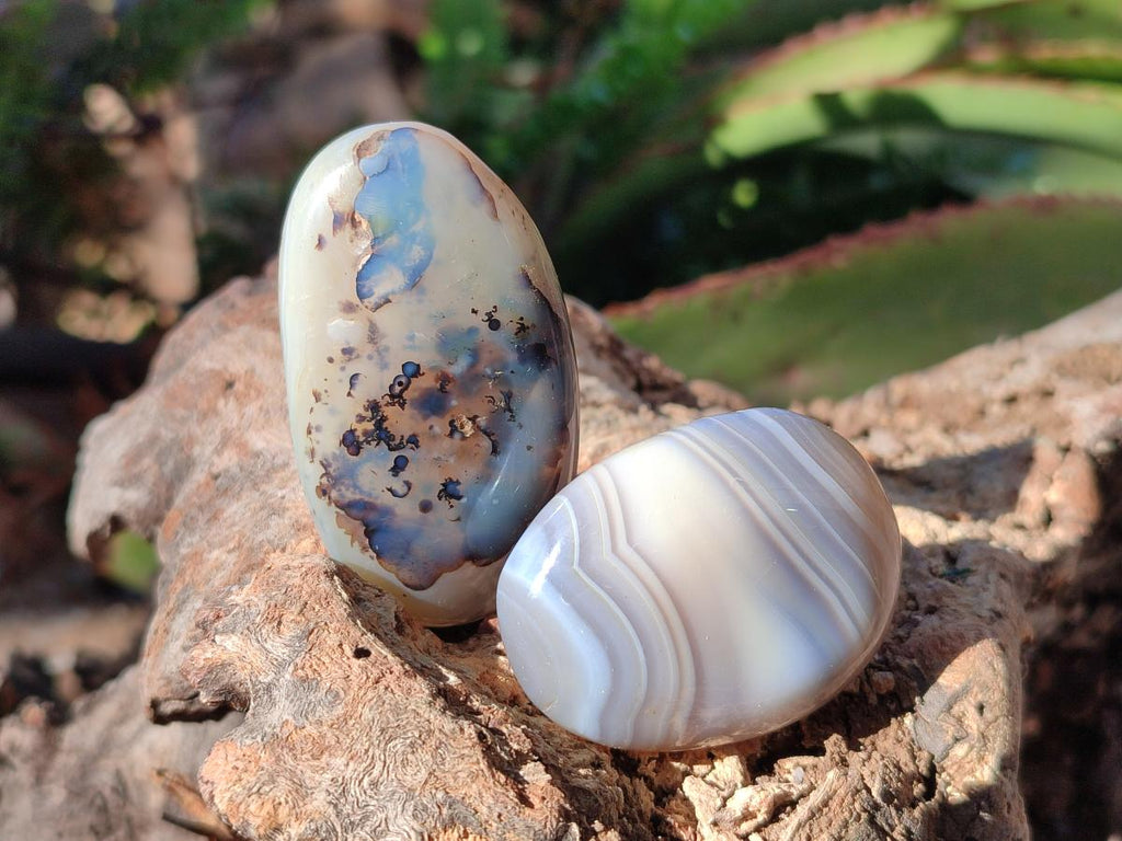 Polished Banded Agate Galets x 35 From Madagascar - Toprock Gemstones and Minerals 