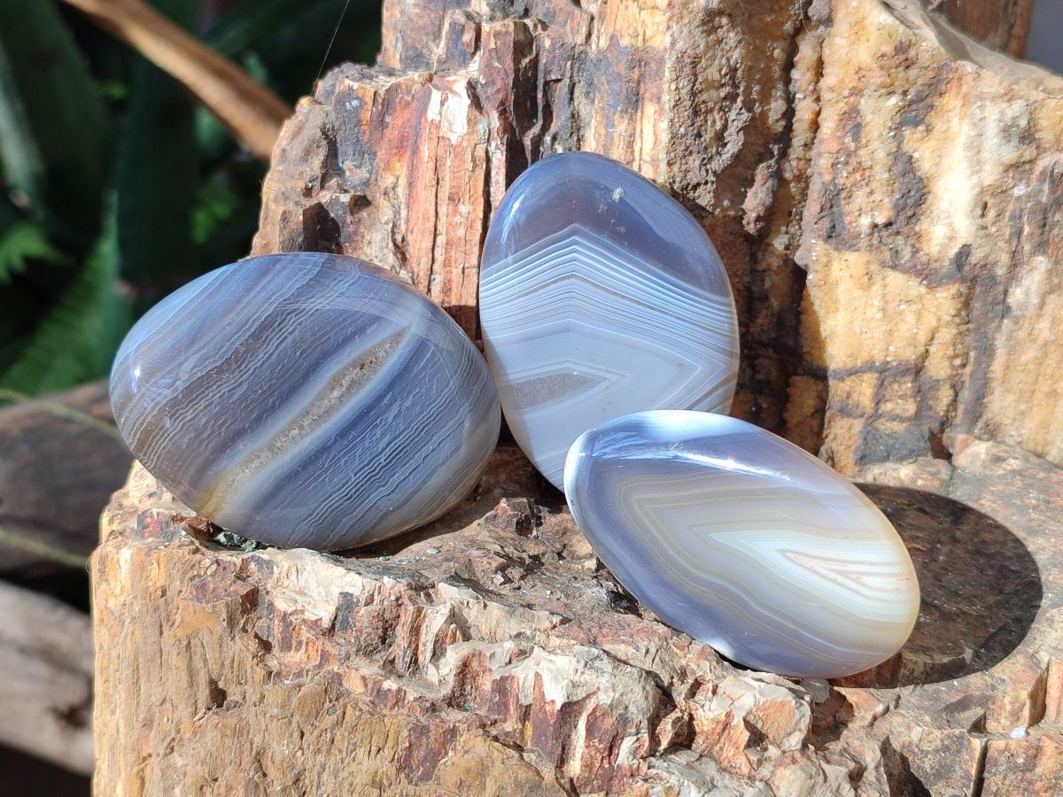 Polished Banded Agate Galets x 35 From Madagascar - Toprock Gemstones and Minerals 