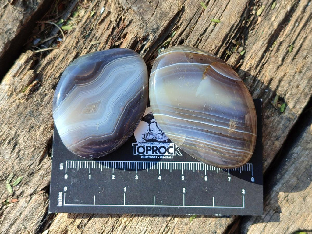 Polished Banded Agate Galets x 35 From Madagascar - Toprock Gemstones and Minerals 