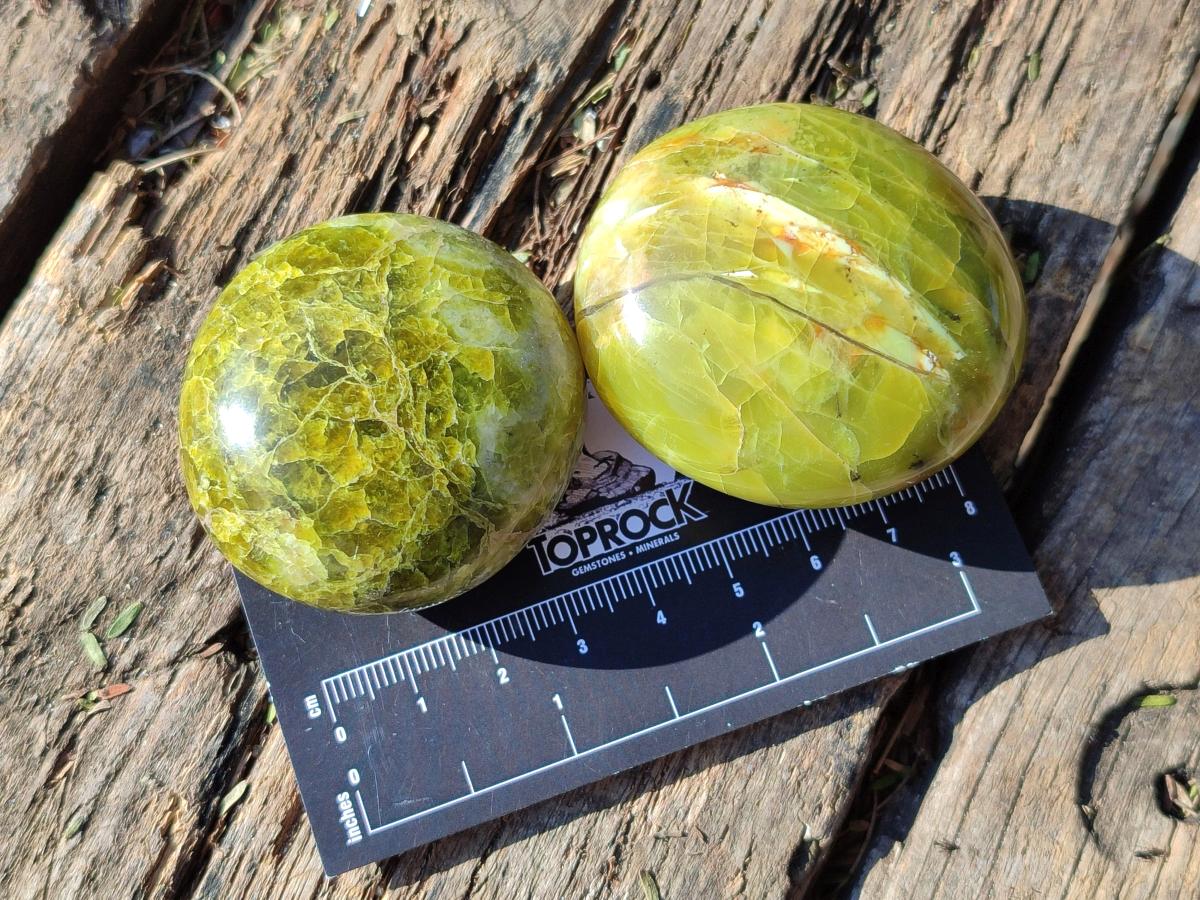 Polished Green Opal Palm Stones x 24 From Betroka, Madagascar - Toprock Gemstones and Minerals 