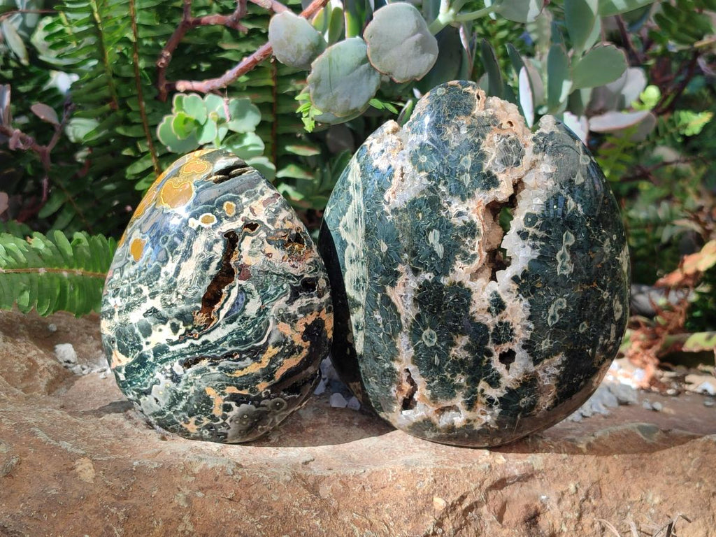 Polished Ocean Jasper Standing Display Pieces x 2 From Northwest Coast, Madagascar - Toprock Gemstones and Minerals 