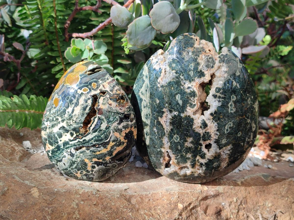 Polished Ocean Jasper Standing Display Pieces x 2 From Northwest Coast, Madagascar - Toprock Gemstones and Minerals 