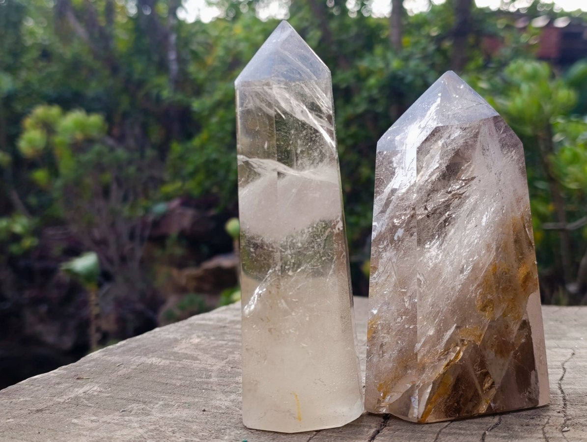Polished Smokey Quartz Display Crystals x 2 From Madagascar