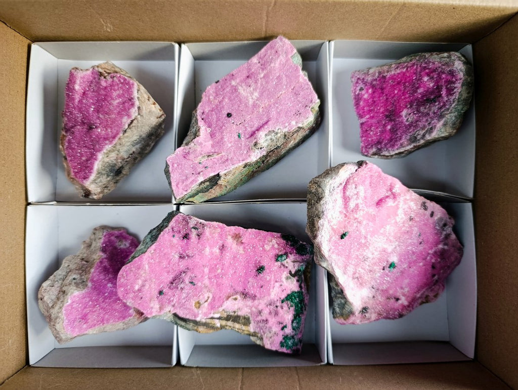 Natural Salrose Cobaltoan Dolomite Specimens x 6 From Kakanda, Congo
