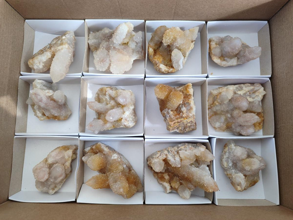 Natural Golden Hematoid and Limonite Spirit Quartz Clusters x 12 From Boekenhouthoek, South Africa - Toprock Gemstones and Minerals 
