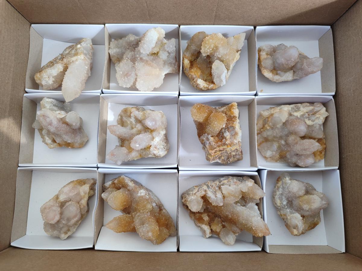 Natural Golden Hematoid and Limonite Spirit Quartz Clusters x 12 From Boekenhouthoek, South Africa - Toprock Gemstones and Minerals 