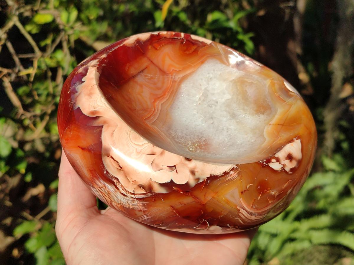 Polished Large Carnelian Agate Gemstone Bowl x 1 From Madagascar - Toprock Gemstones and Minerals 