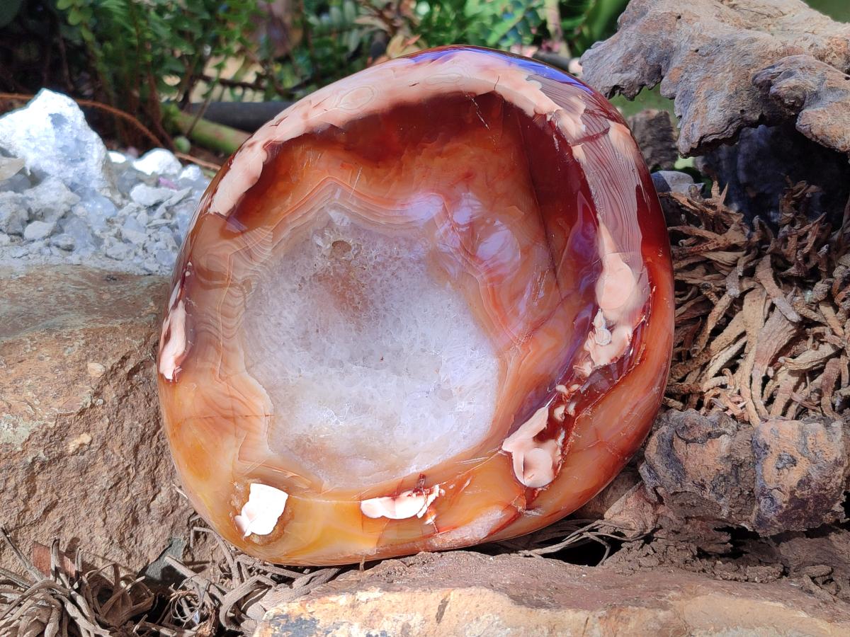 Polished Large Carnelian Agate Gemstone Bowl x 1 From Madagascar - Toprock Gemstones and Minerals 
