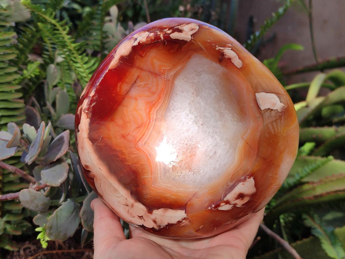 Polished Large Carnelian Agate Gemstone Bowl x 1 From Madagascar - Toprock Gemstones and Minerals 