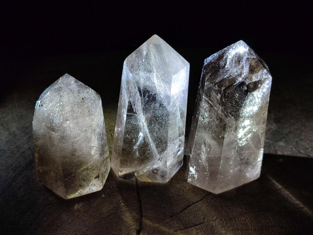 Polished Clear Smokey Quartz and Morion Smokey Quartz Crystals x 4 From Madagascar - Toprock Gemstones and Minerals 