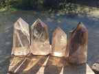 Polished Clear Smokey Quartz and Morion Smokey Quartz Crystals x 4 From Madagascar - Toprock Gemstones and Minerals 