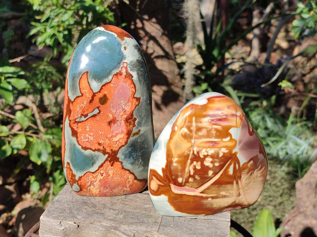 Polished Polychrome Jasper Standing Display Pieces x 2 From NW Coast, Madagascar - Toprock Gemstones and Minerals 