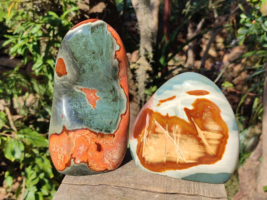 Polished Polychrome Jasper Standing Display Pieces x 2 From NW Coast, Madagascar - Toprock Gemstones and Minerals 