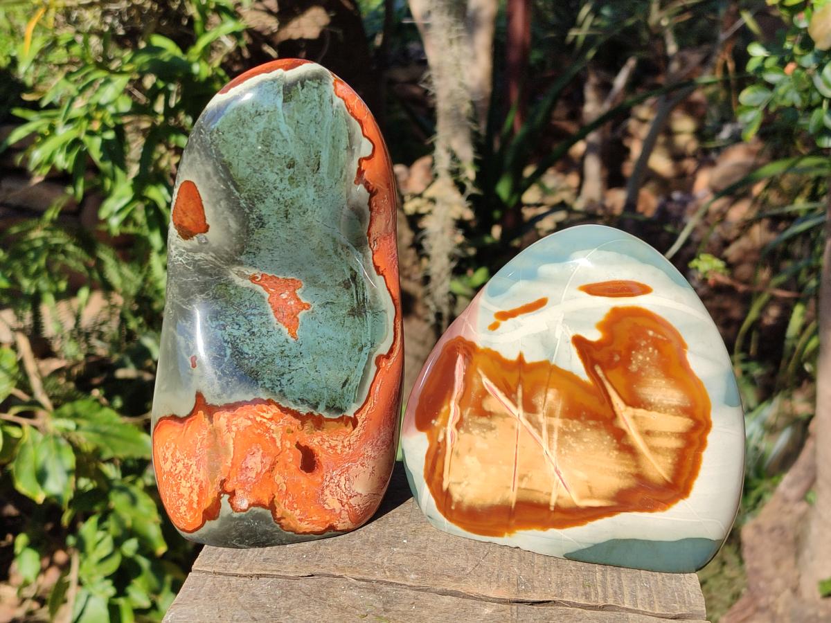 Polished Polychrome Jasper Standing Display Pieces x 2 From NW Coast, Madagascar - Toprock Gemstones and Minerals 
