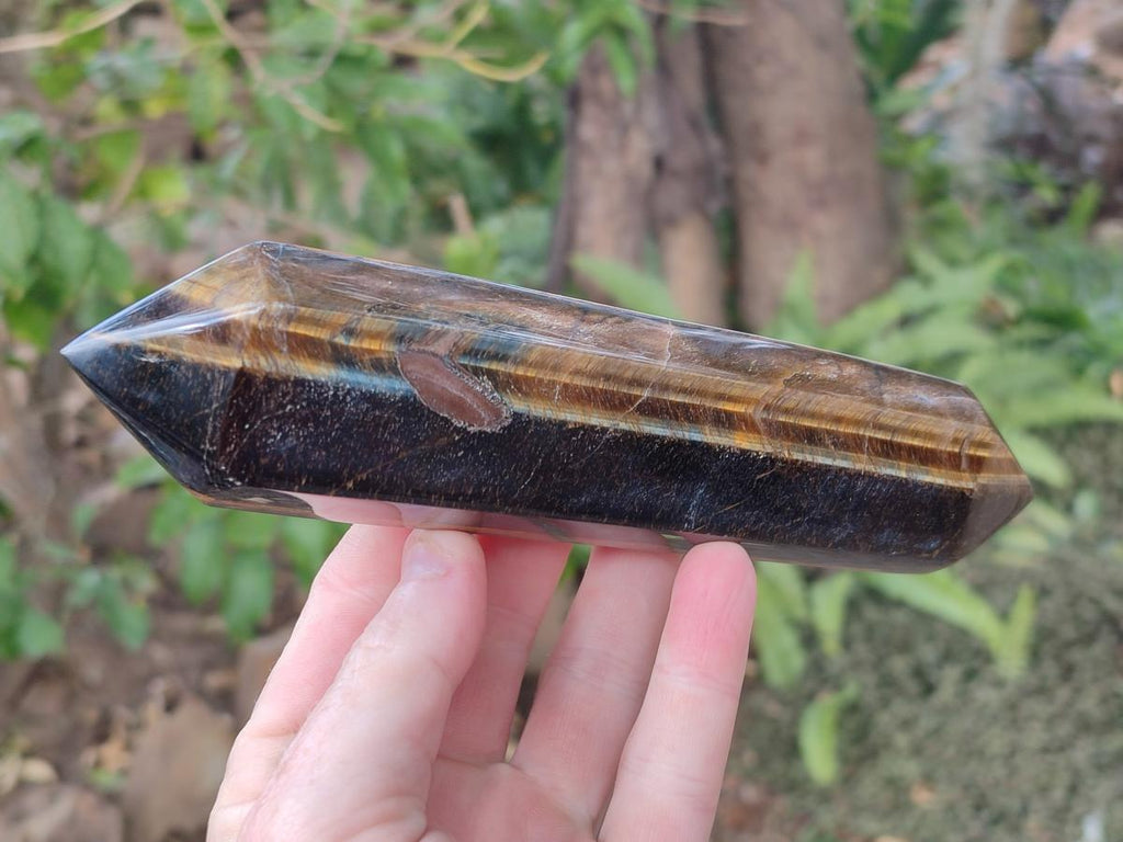 Polished Double Terminated Golden Tigers Eye Crystals x 4 From Prieska, South Africa - Toprock Gemstones and Minerals 