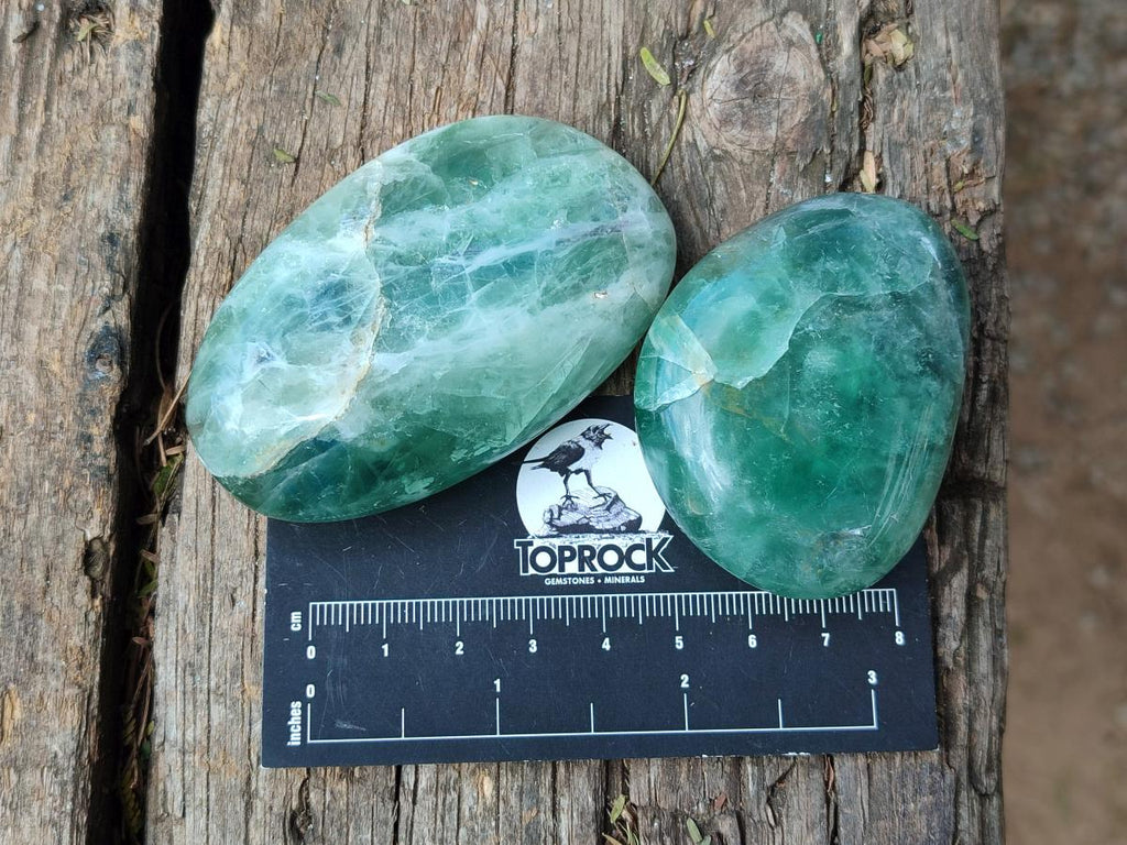 Polished Watermelon Fluorite Palm Stones x 12 From Uis, Namibia - Toprock Gemstones and Minerals 