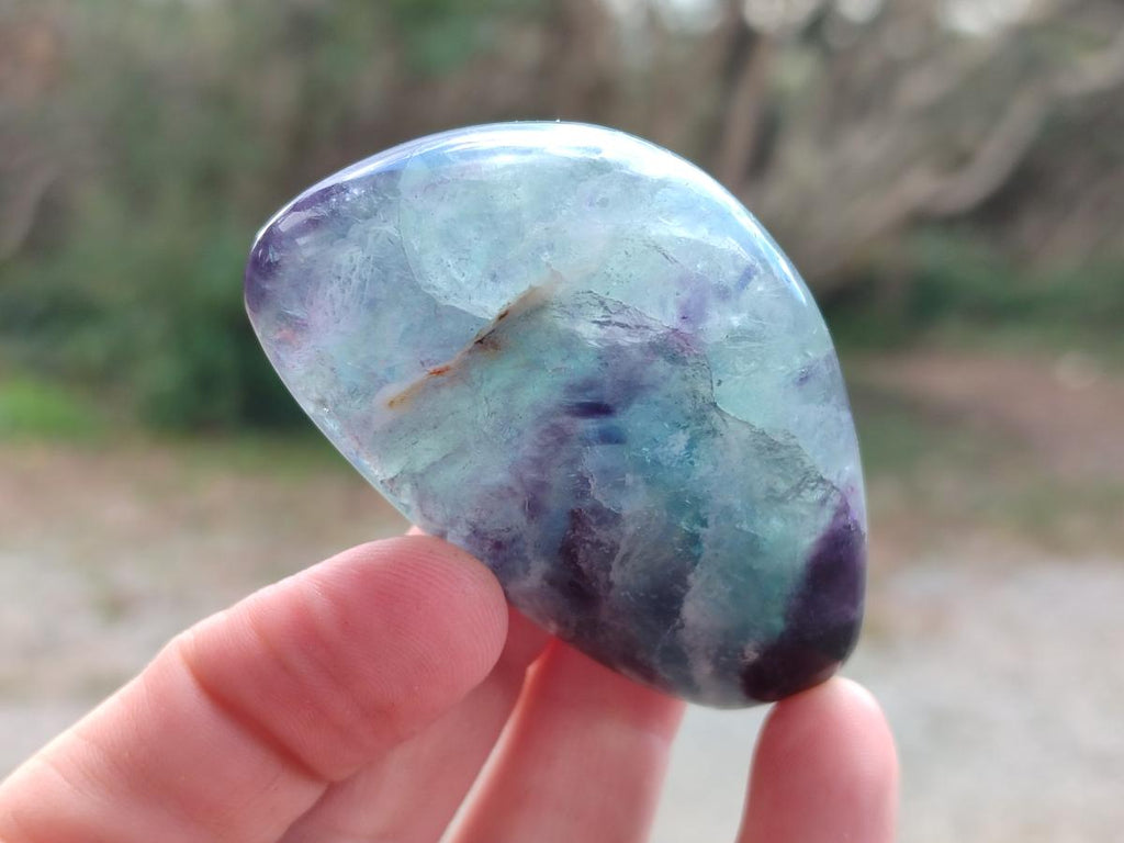 Polished Watermelon Fluorite Palm Stones x 12 From Uis, Namibia - Toprock Gemstones and Minerals 