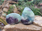 Polished Watermelon Fluorite Palm Stones x 12 From Uis, Namibia - Toprock Gemstones and Minerals 