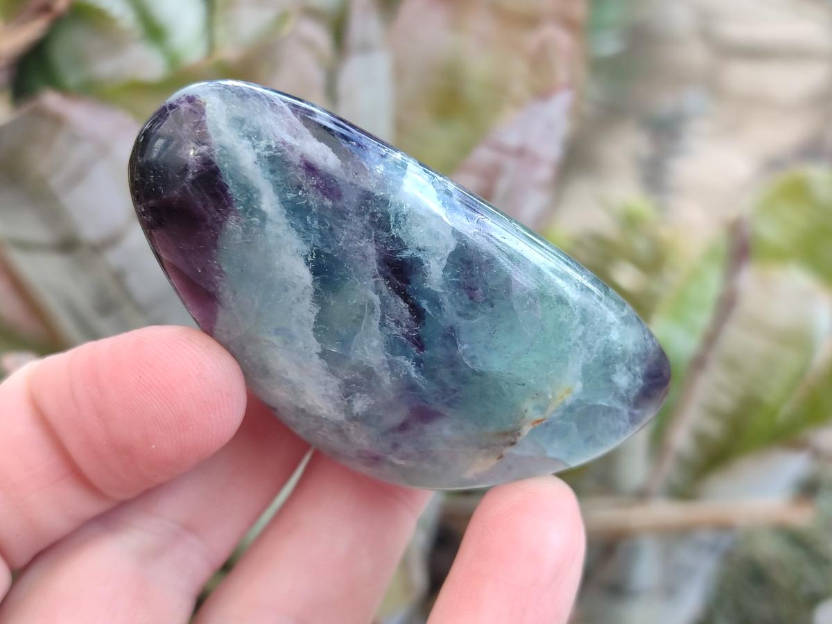 Polished Watermelon Fluorite Palm Stones x 12 From Uis, Namibia - Toprock Gemstones and Minerals 