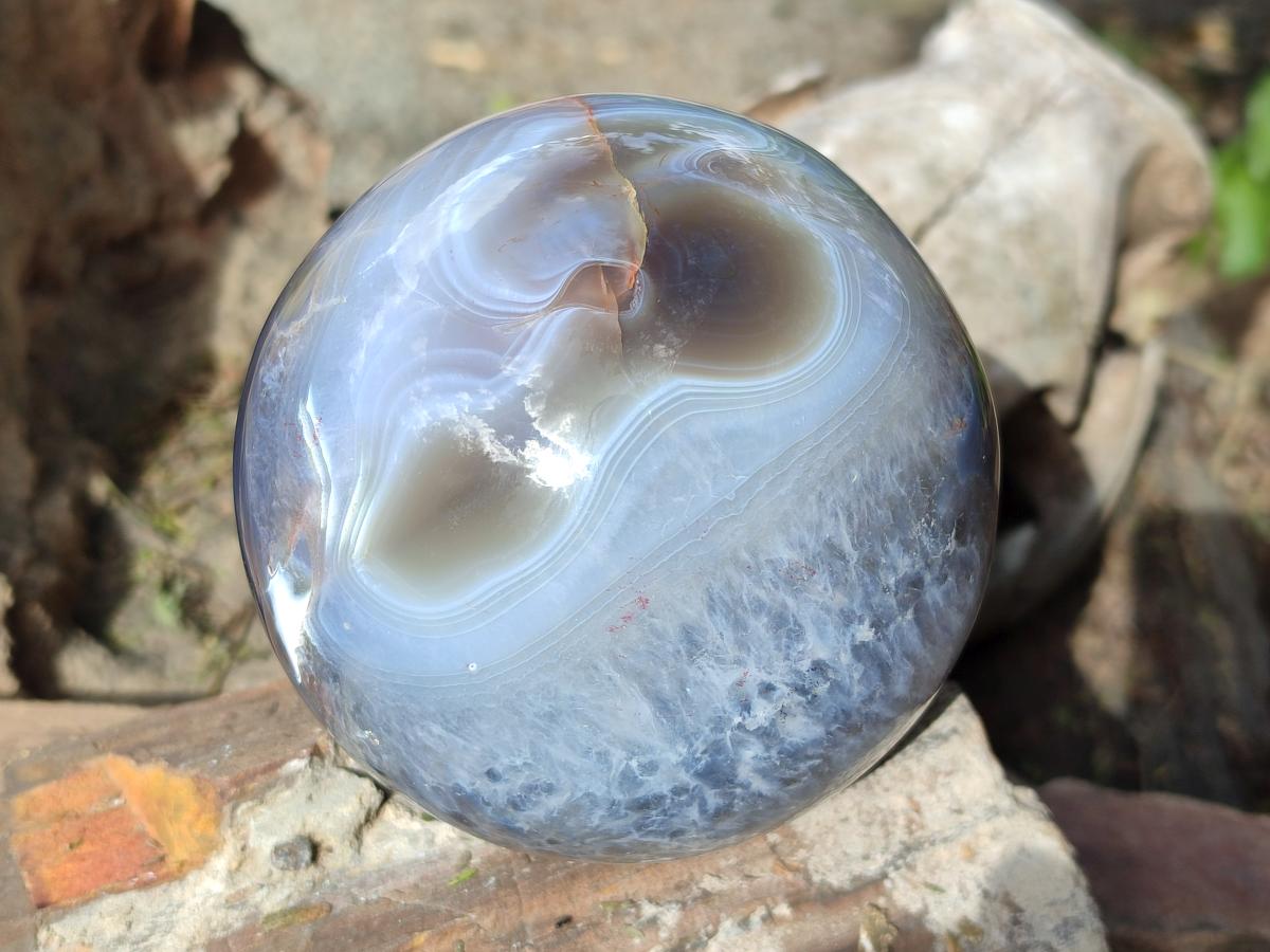 Polished Large Banded Agate Spheres x 2 From Madagascar - Toprock Gemstones and Minerals 