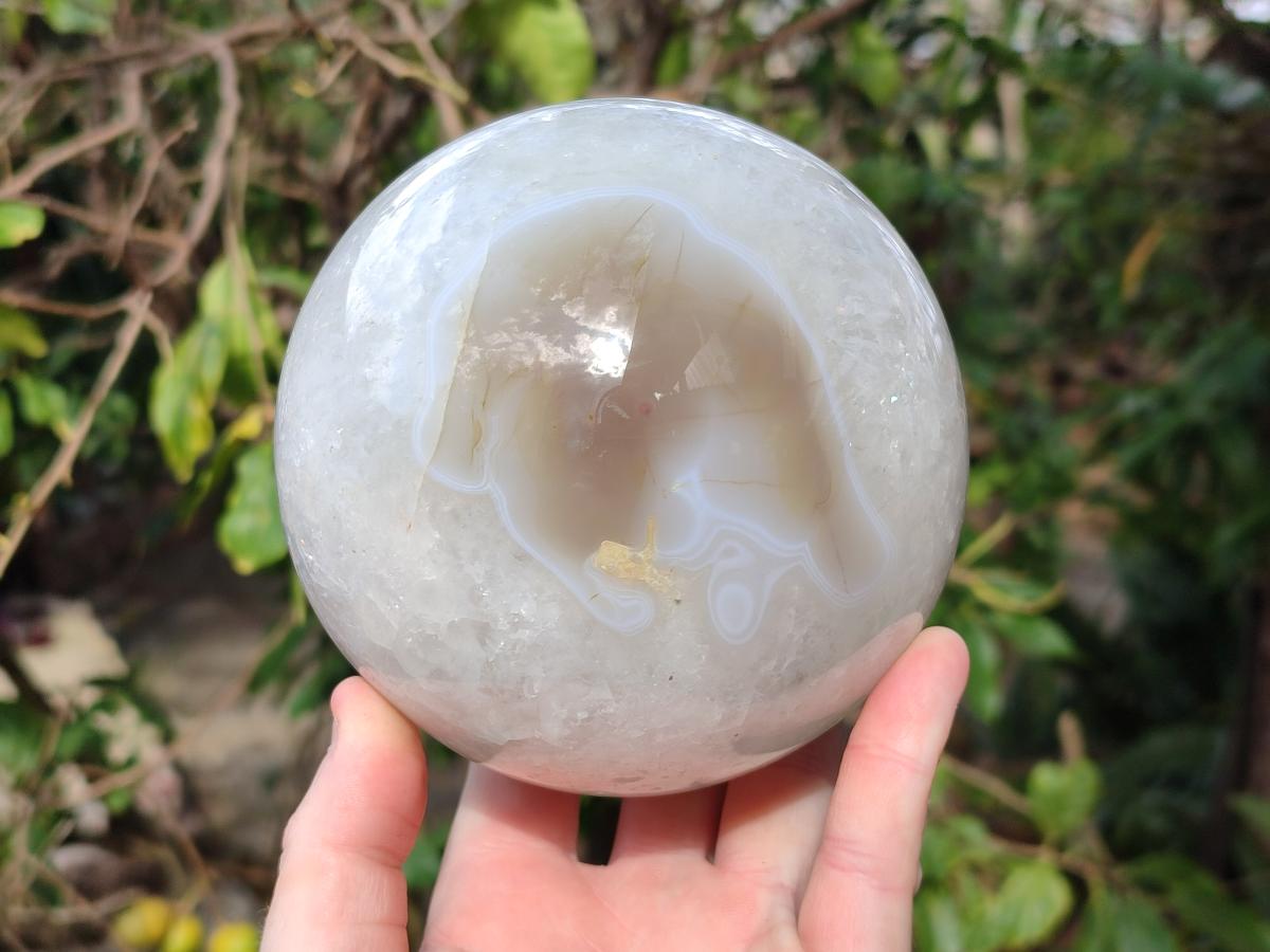 Polished Large Banded Agate Spheres x 2 From Madagascar - Toprock Gemstones and Minerals 