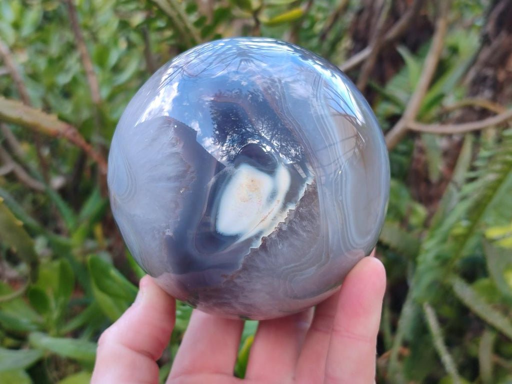 Polished Large Banded Agate Spheres x 2 From Madagascar - Toprock Gemstones and Minerals 