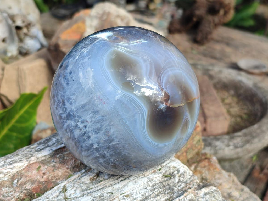 Polished Large Banded Agate Spheres x 2 From Madagascar - Toprock Gemstones and Minerals 