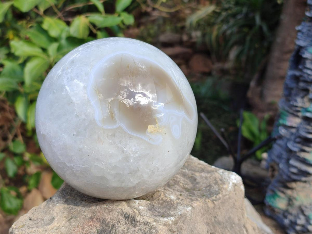 Polished Large Banded Agate Spheres x 2 From Madagascar - Toprock Gemstones and Minerals 