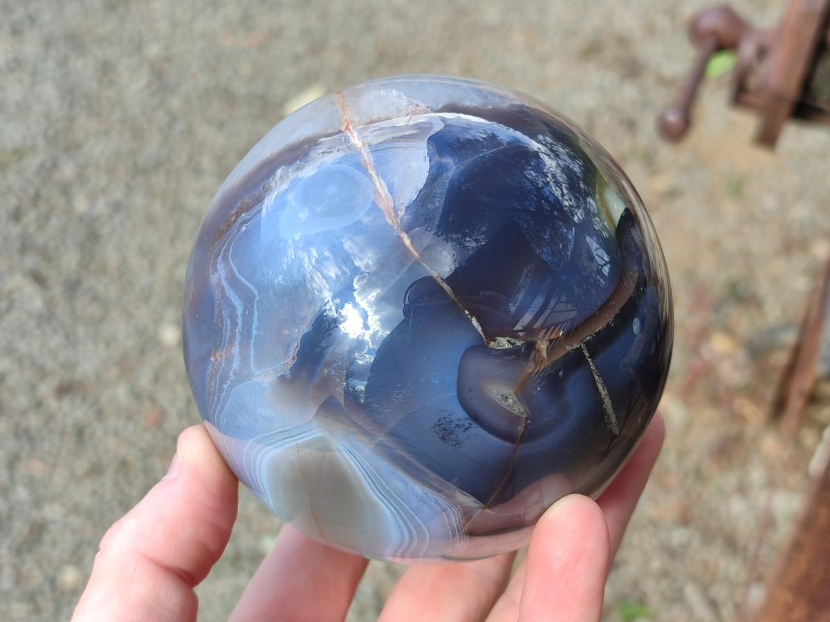 Polished Large Banded Agate Spheres x 2 From Madagascar - Toprock Gemstones and Minerals 