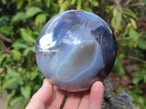 Polished Large Banded Agate Spheres x 2 From Madagascar - Toprock Gemstones and Minerals 