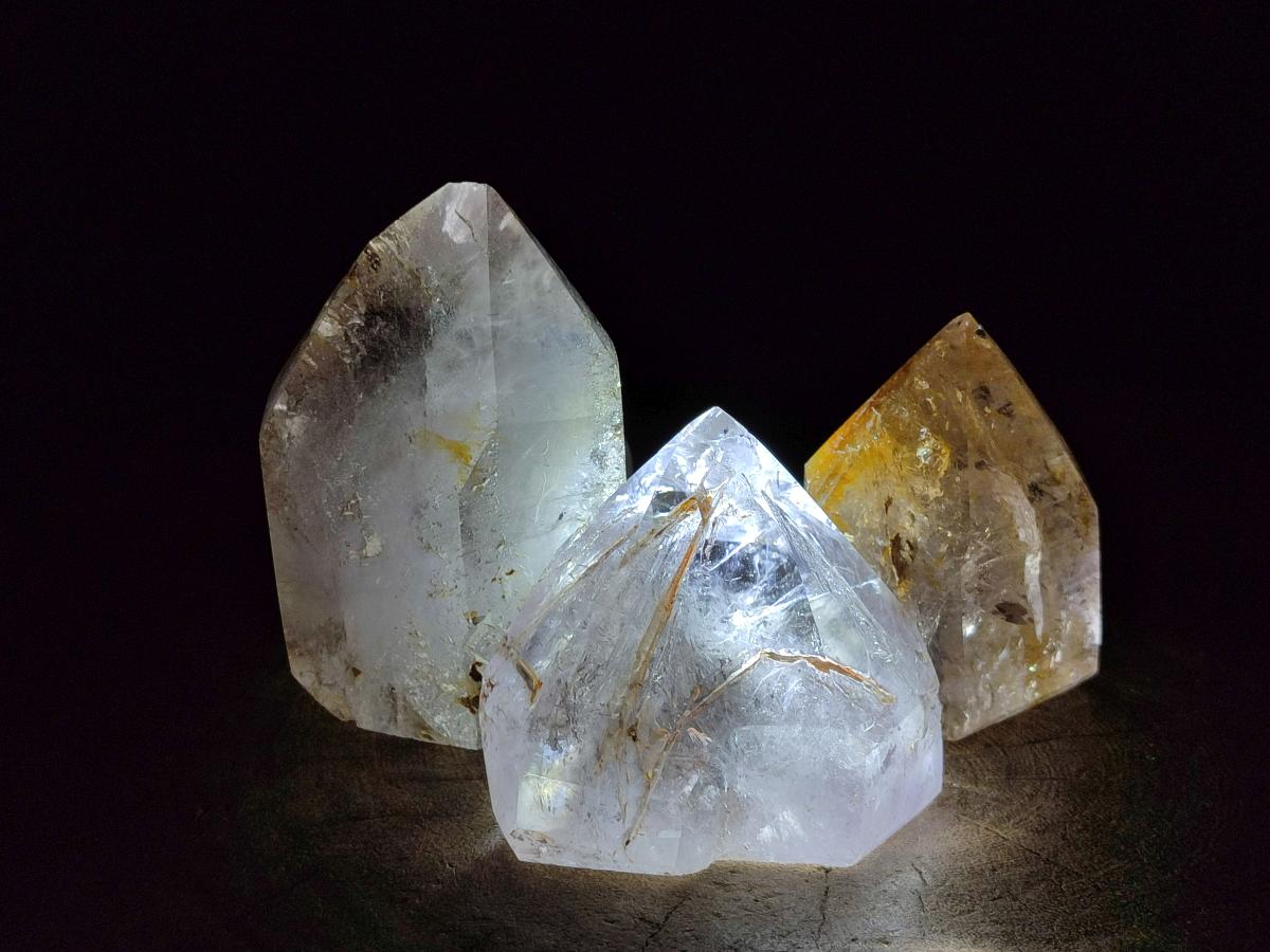 Polished Clear Window Quartz Display Crystals x 3 From Madagascar - Toprock Gemstones and Minerals 