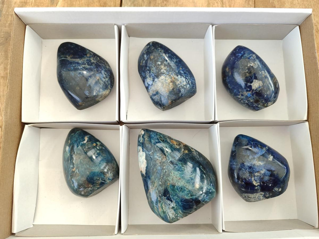 Polished Dumortierite Standing Display Pieces x 6 From Madagascar - Toprock Gemstones and Minerals 