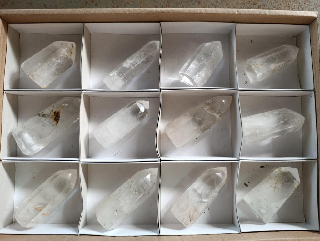 Polished Clear Quartz Display Crystals x 12 From Madagascar - Toprock Gemstones and Minerals 