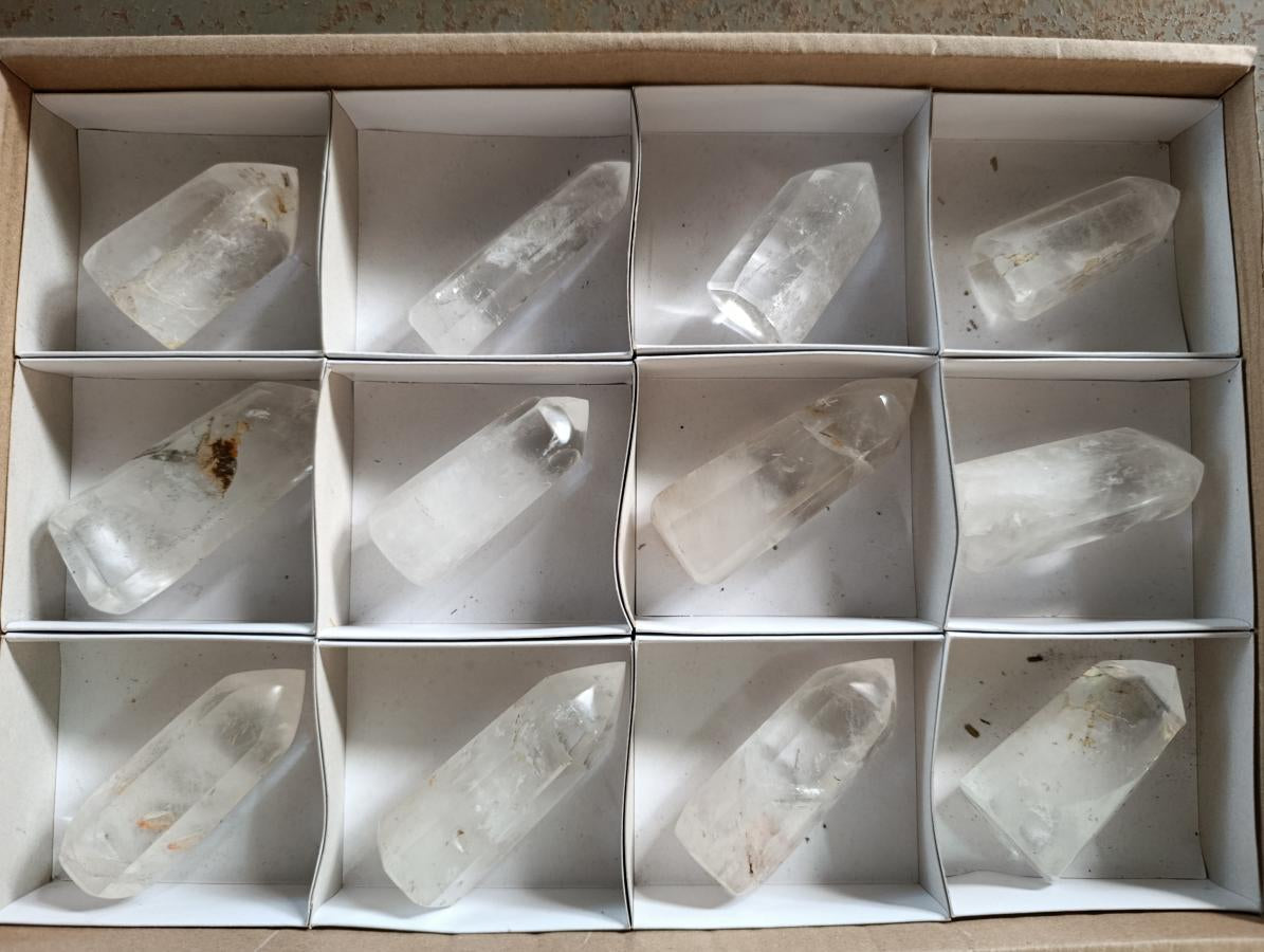 Polished Clear Quartz Display Crystals x 12 From Madagascar - Toprock Gemstones and Minerals 