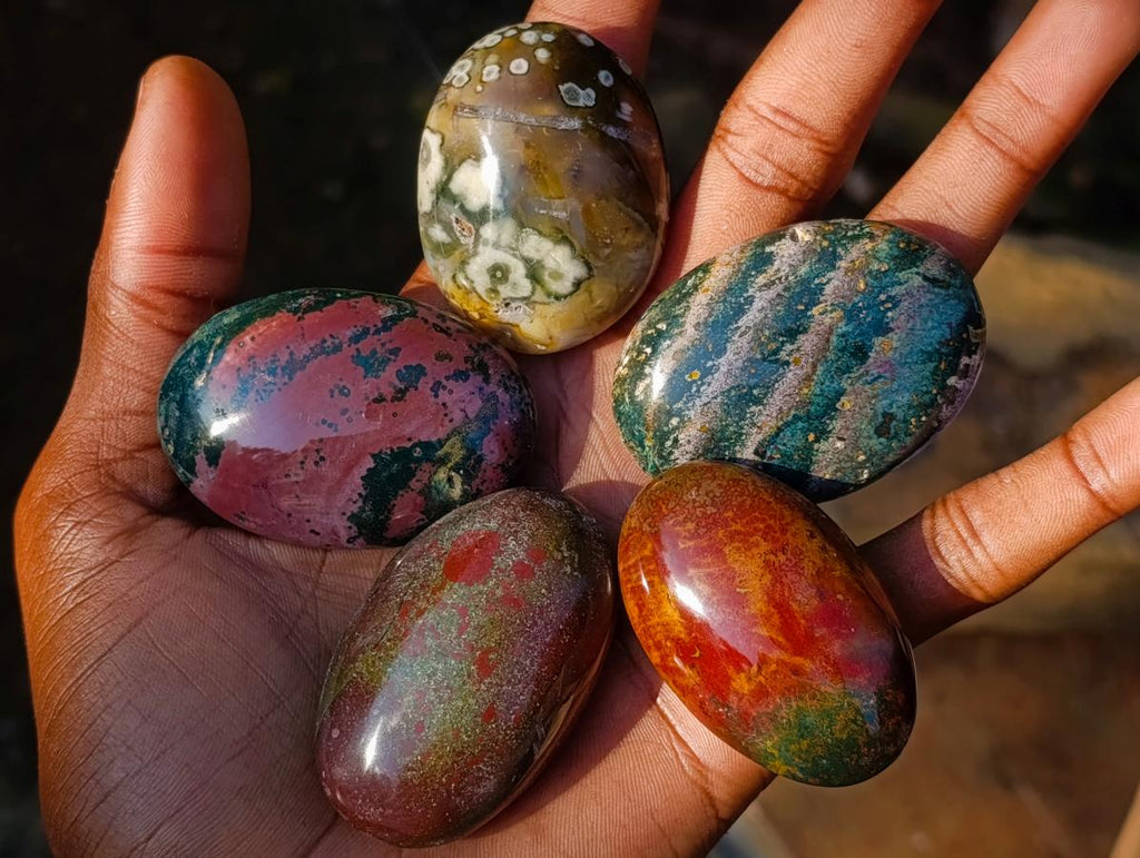 Polished Rare Ocean Jasper Galets x 24 From Northwest Coast, Madagascar - Toprock Gemstones and Minerals 